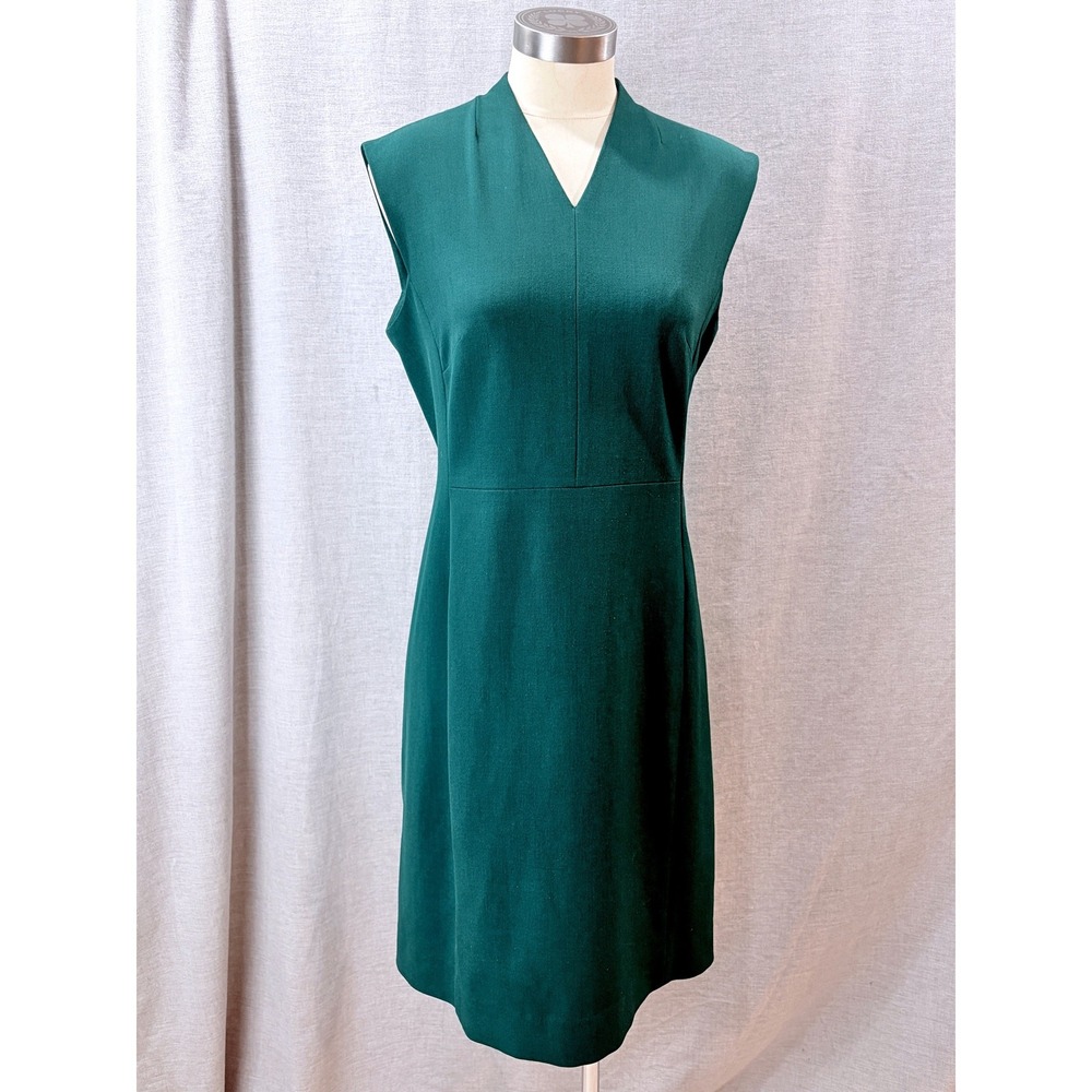 MM.LaFleur Etsuko Dress Hunter Green Sleeveless V-Neck Sheath Pockets Size 10